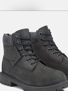 NIB Timberland Black Nubuck Lace-Up Work Boots SZ 5M JUNIOR
